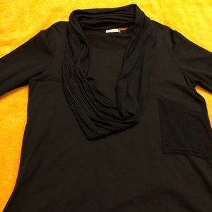 Chalet Black knit blouse with infinity scarf